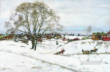 Paisajes Painting - Abedules negros de invierno sergiyev posad 1921 Konstantin Yuon paisaje nevado